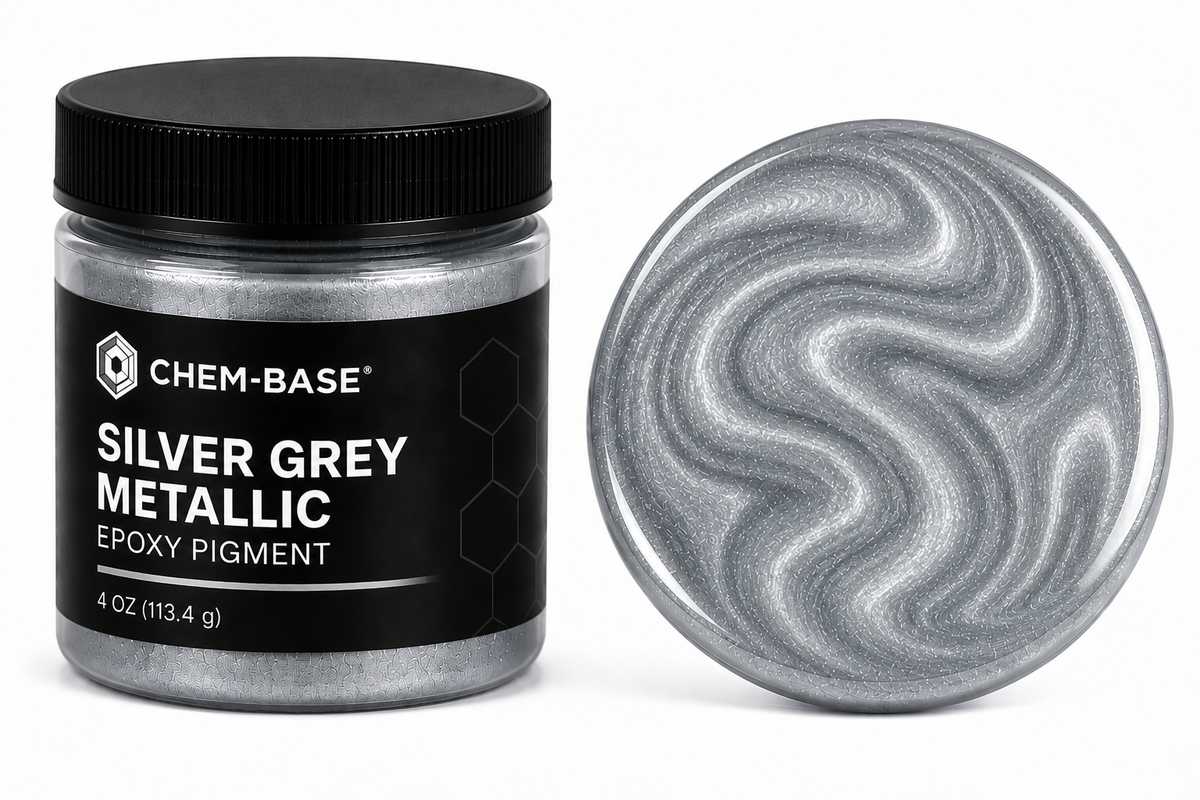 CHEM-BASE Silver Grey Metallic Epoxy Pigment – 4 oz
