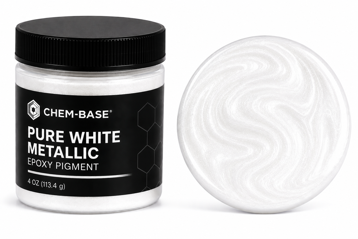 CHEM-BASE Pure White Metallic Epoxy Pigment – 4 oz