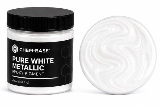 CHEM-BASE Pure White Metallic Epoxy Pigment – 4 oz