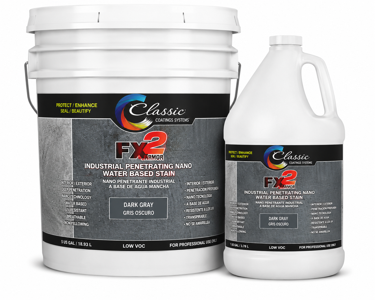 CLASSIC COATING SYSTEM - FX2 ARMOR - DARK GRAY - INDUSTRIAL PENETRATING NANO WATER BASED STAIN
