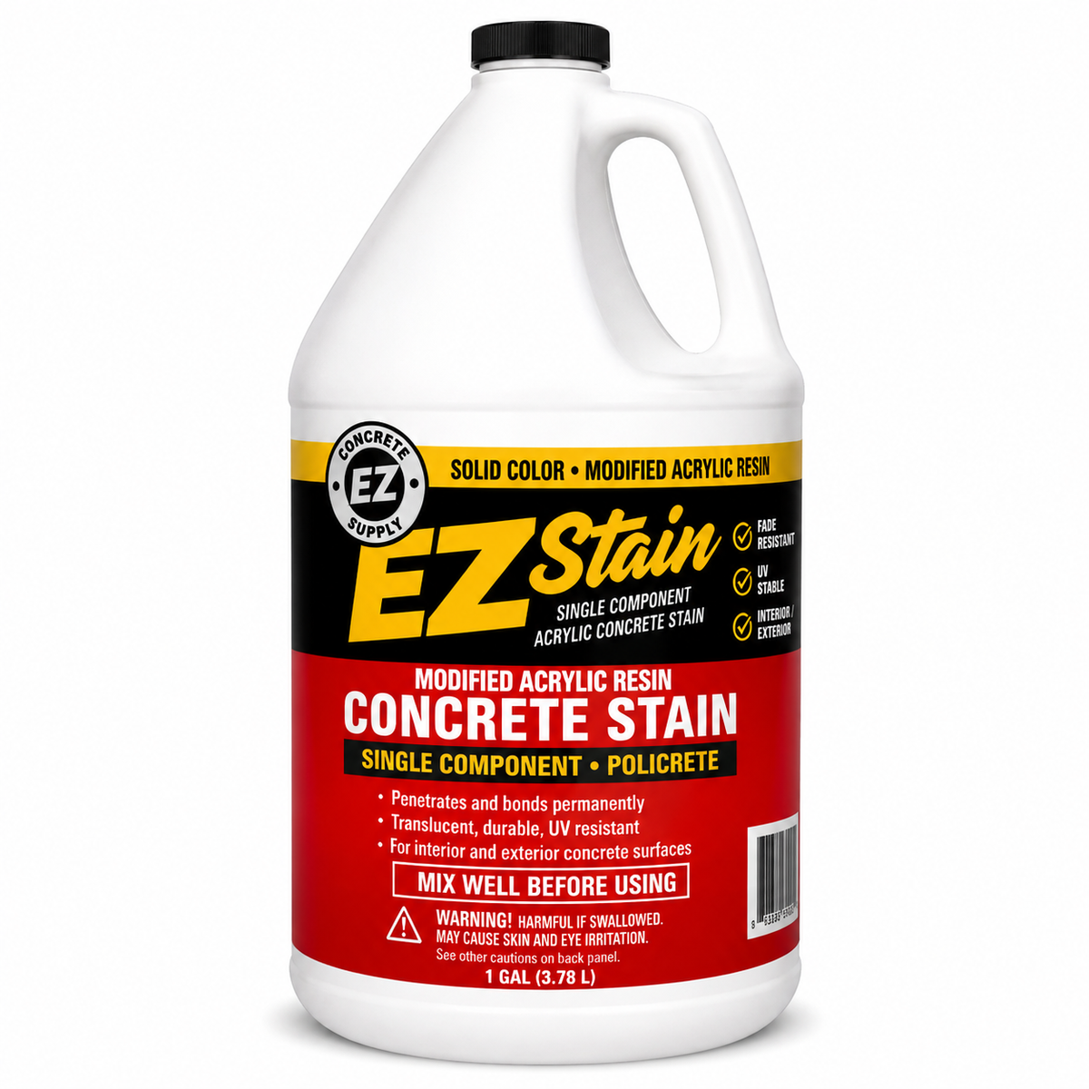EZ STAIN - SOLID COLOR - MODIFIED ACRYLIC RESIN - SINGLE COMPONENT - POLICRETE - MIX WELL BEFORE USI