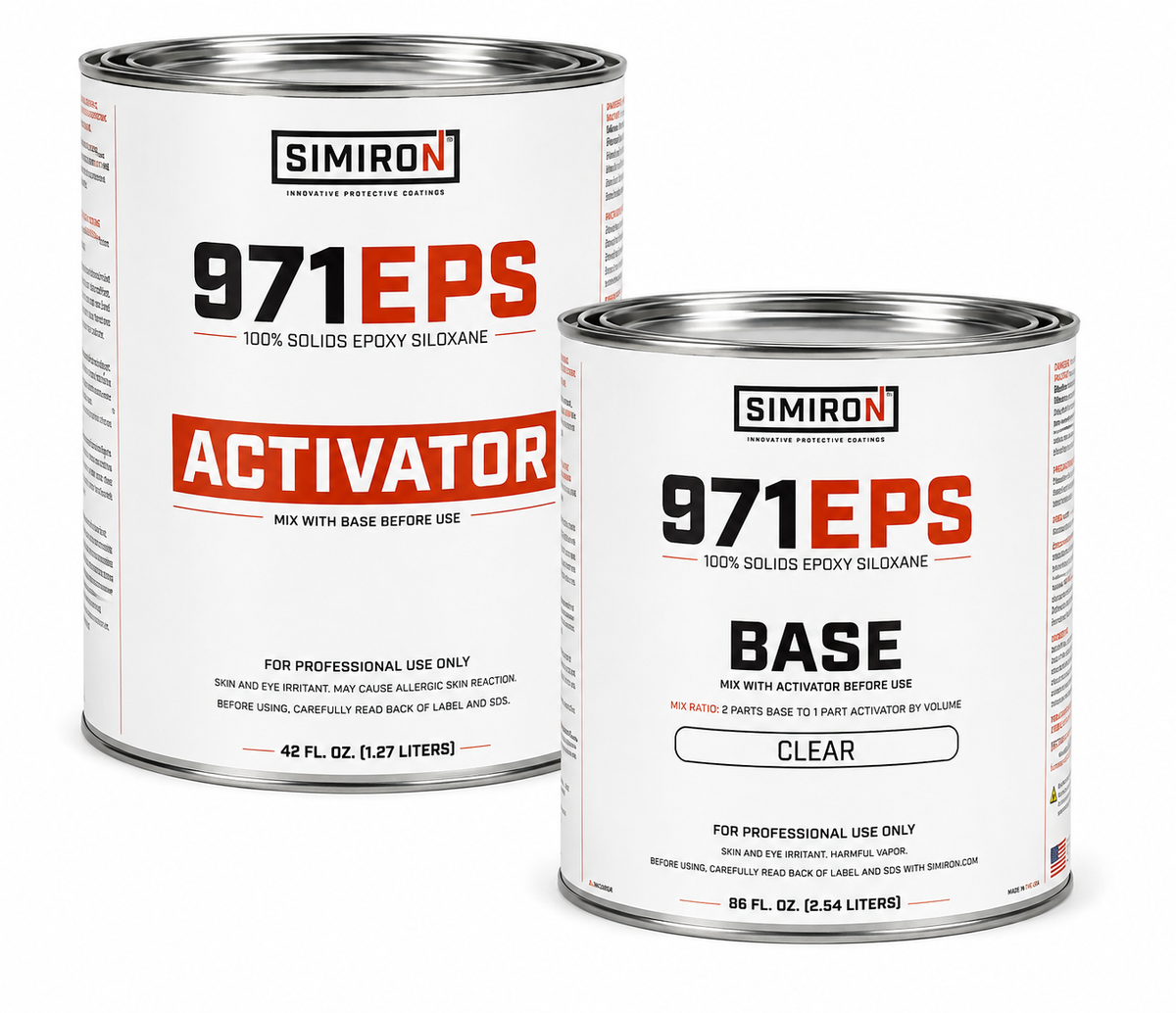 SIMIRON - 971EPS - COMPLETE KIT - INLCUDES BASE & ACTIVATOR - CLEAR SATIN - 1 US GALLON KIT