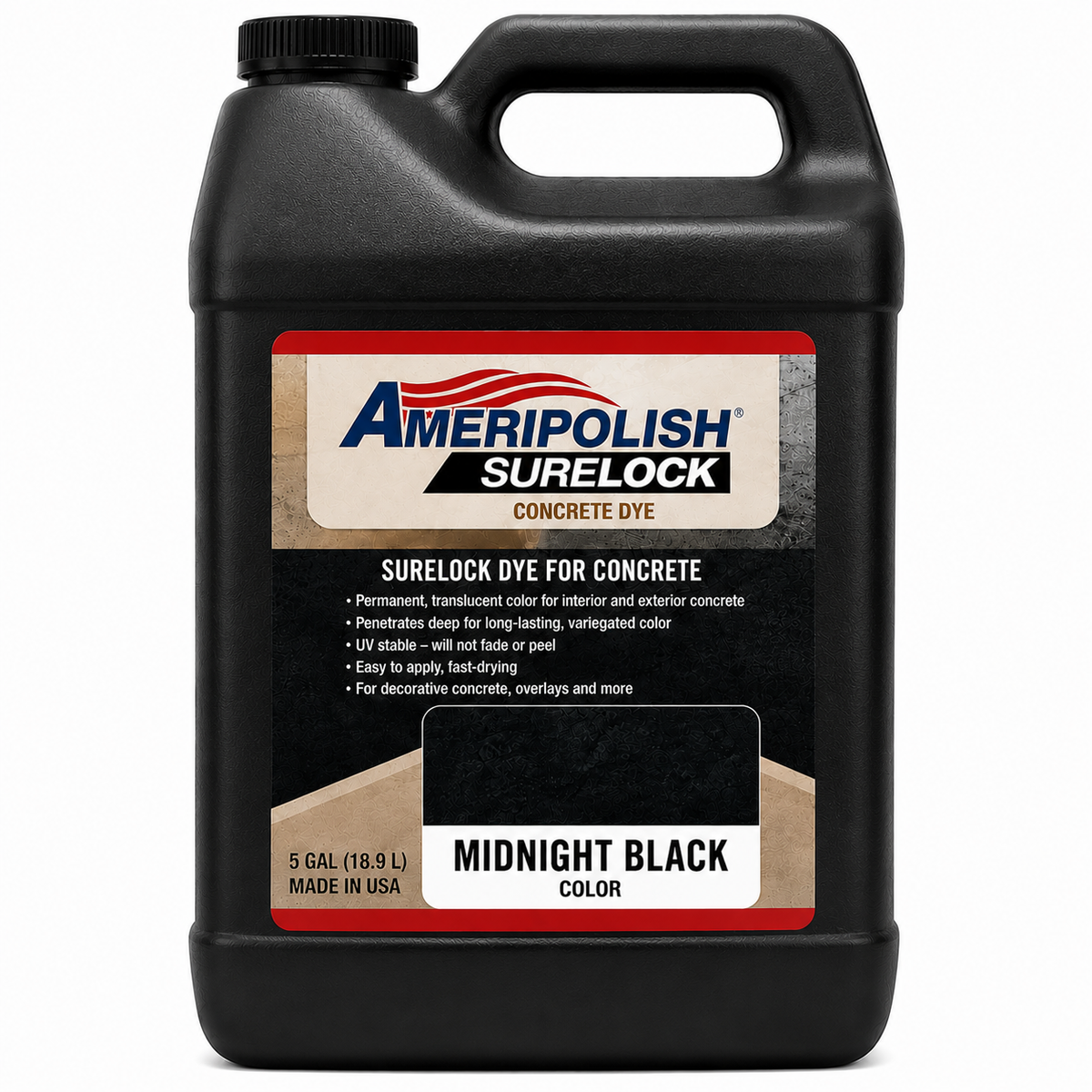 AMERIPOLISH DYE MIDNIGHT BLACK SURELOCK 5 GAL